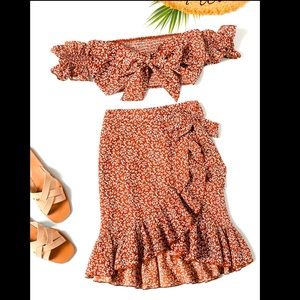 Floral Top and Skirt Set